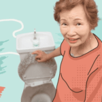 A Woman Near A Toilet