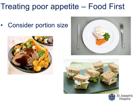 treating poor appetite food first considering portion size