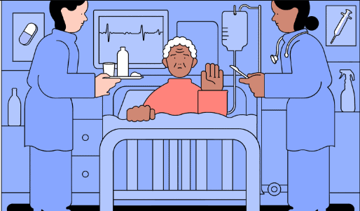 nursing staff wanting to help patient who refuses
